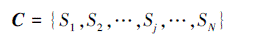 Mathematical equation: \begin{document} $ \boldsymbol{C}=\left\{S_1, S_2, \cdots, S_j, \cdots, S_N\right\} $ \end{document}