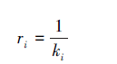 Mathematical equation: \begin{document} $ r_{i}=\frac{1}{k_{i}} $ \end{document}