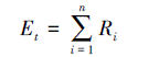 Mathematical equation: \begin{document} $ E_{t}=\sum\limits_{i=1}^{n} R_{i} $ \end{document}