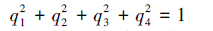Mathematical equation: \begin{document} $ q_{1}^{2}+q_{2}^{2}+q_{3}^{2}+q_{4}^{2}=1 $ \end{document}
