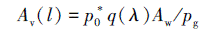 Mathematical equation: \begin{document} $A_{\mathrm{v}}(l)=p_0^* q(\lambda) A_{\mathrm{w}} / p_{\mathrm{g}}$ \end{document}
