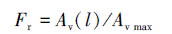 Mathematical equation: \begin{document} $F_{\mathrm{r}}=A_{\mathrm{v}}(l) / A_{\mathrm{v} \max }$ \end{document}