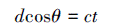 Mathematical equation: \begin{document} $d \cos \theta=c t$ \end{document}